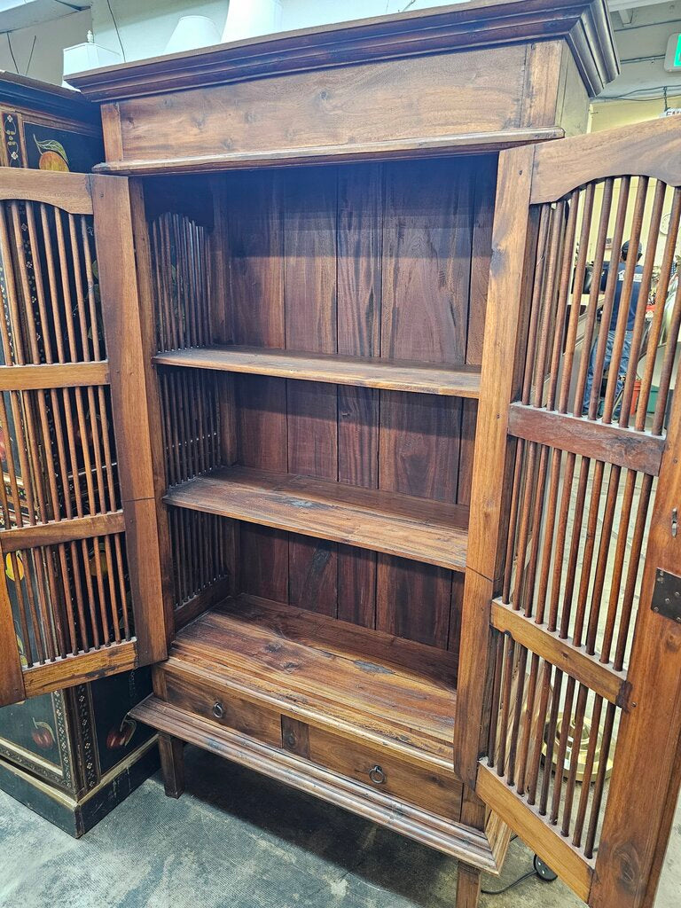 Indonesian Teak Spindle Front Cabinet