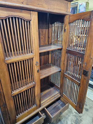 Indonesian Teak Spindle Front Cabinet