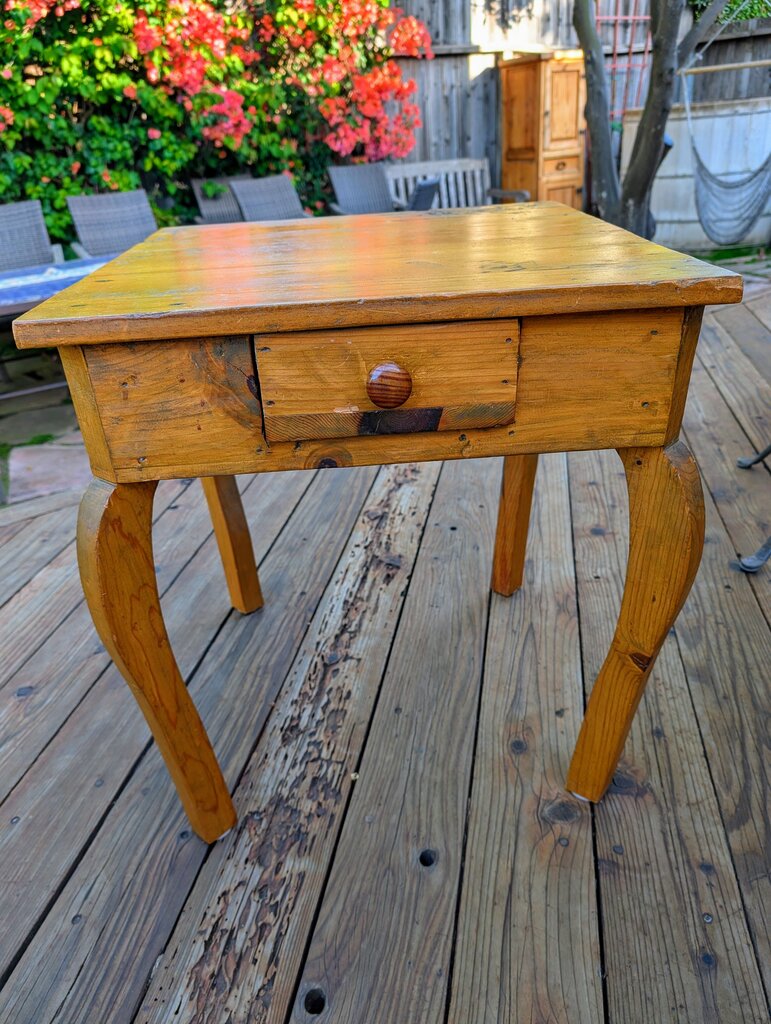 Antique Pine Side Table 21x21x23