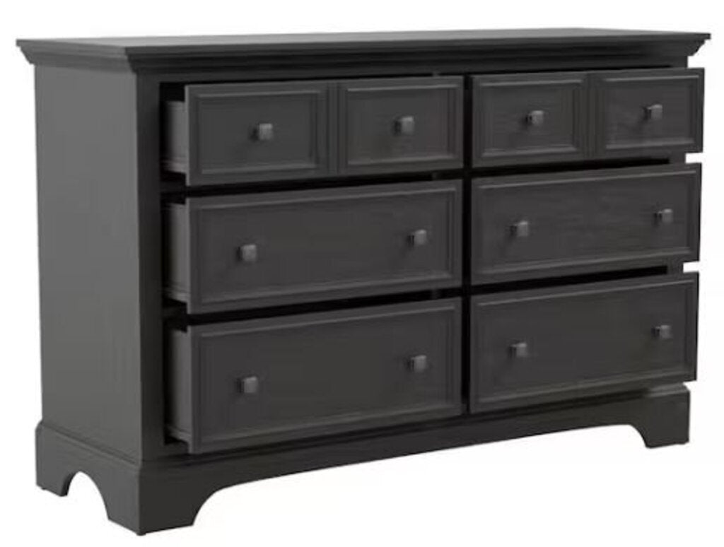 Black Farmhouse 6 Drawer Dresser 18.5x56x37