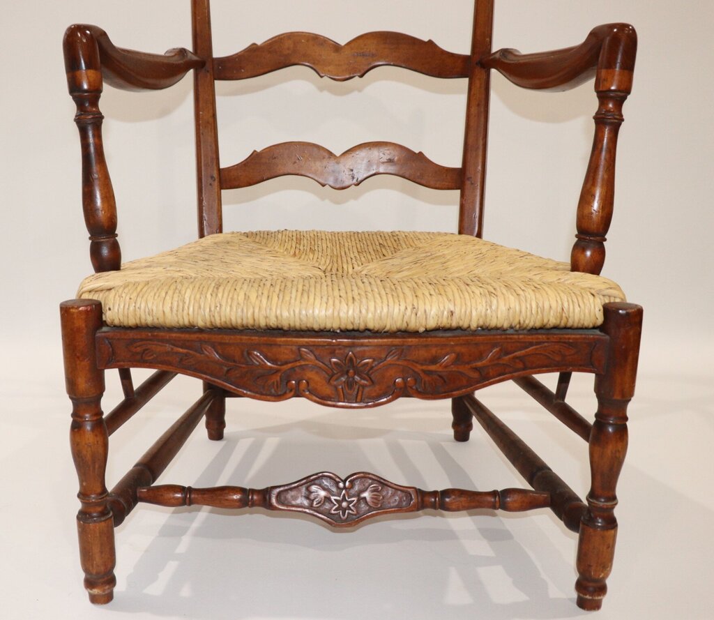 Antique French Ladder Back Rush Seat Chairs (pair)