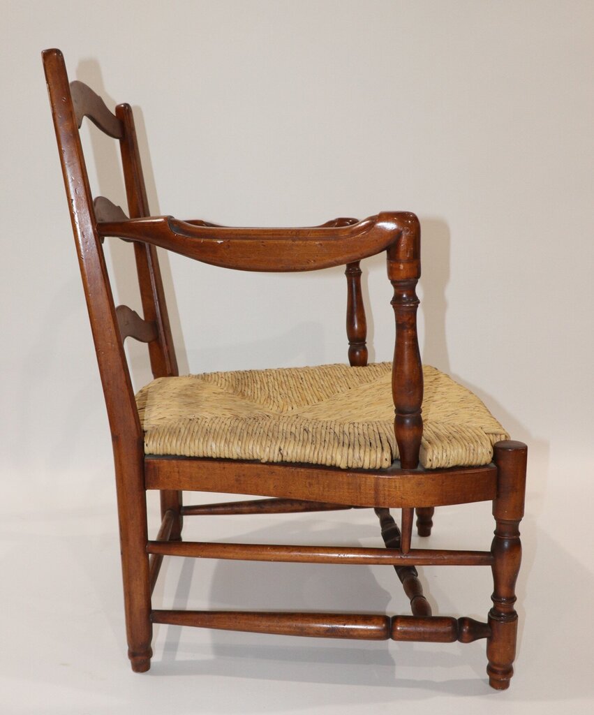 Antique French Ladder Back Rush Seat Chairs (pair)