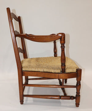 Antique French Ladder Back Rush Seat Chairs (pair)