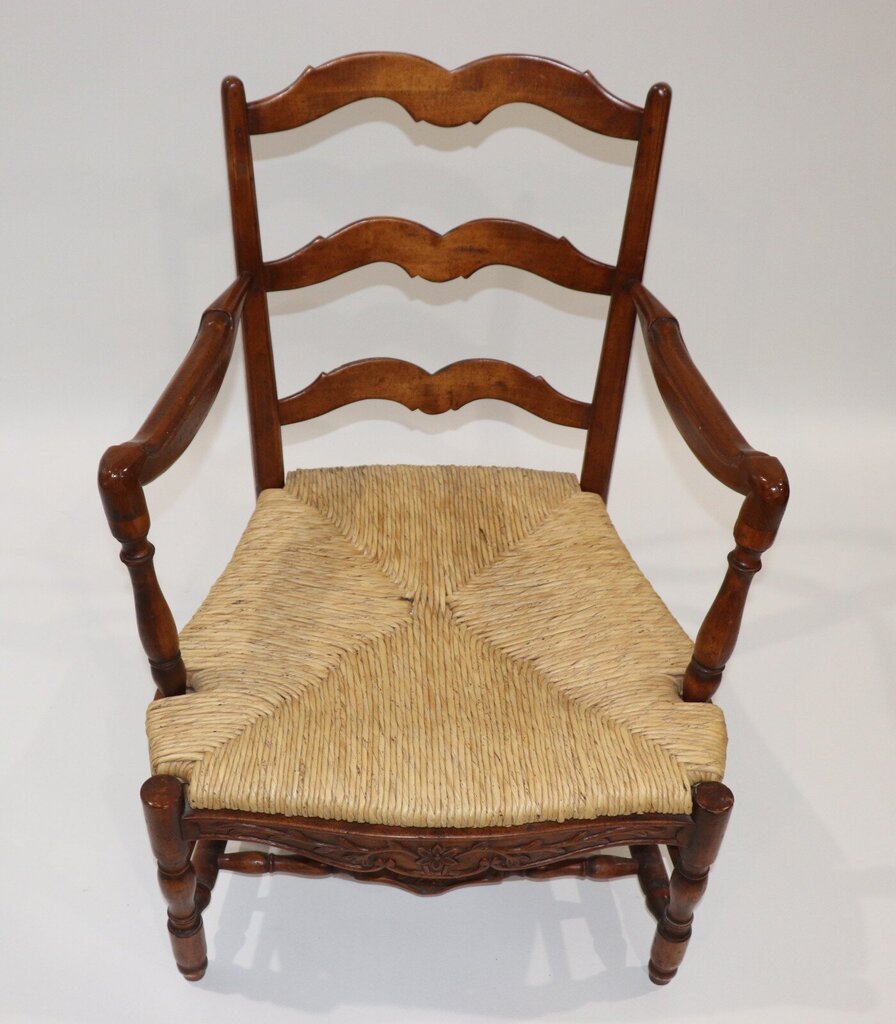 Antique French Ladder Back Rush Seat Chairs (pair)