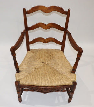 Antique French Ladder Back Rush Seat Chairs (pair)
