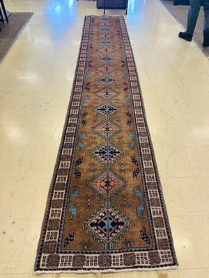 Vintage Kurdish Tribal Oushak Wool Runner Rug 80x32