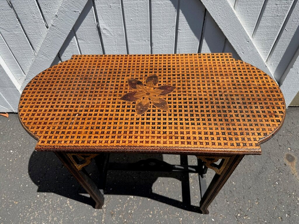 Vintage Wooden Inlay Accent Table 15x31x27