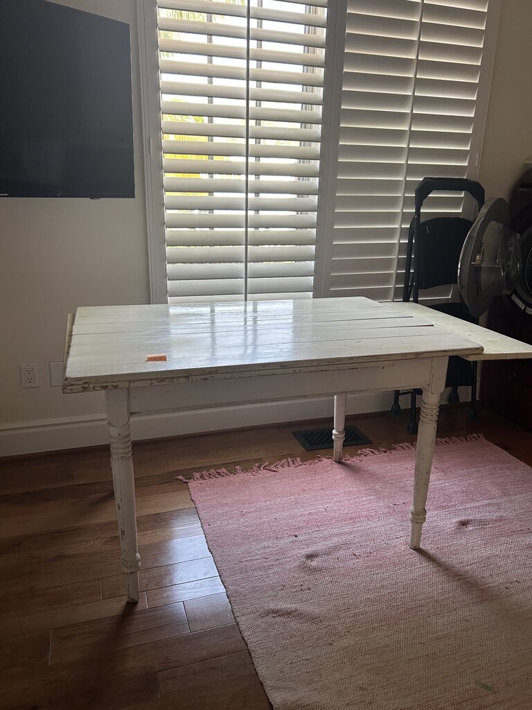 White Farmhouse Extendable Dining Table 34x38x30