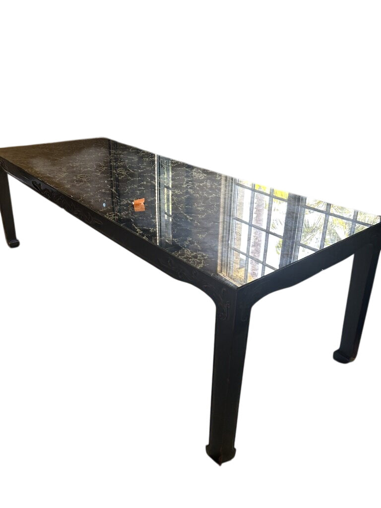 Black Smoked Mirror Top Table 96x36x30 by Miss Daisy's Consignment & Auction House