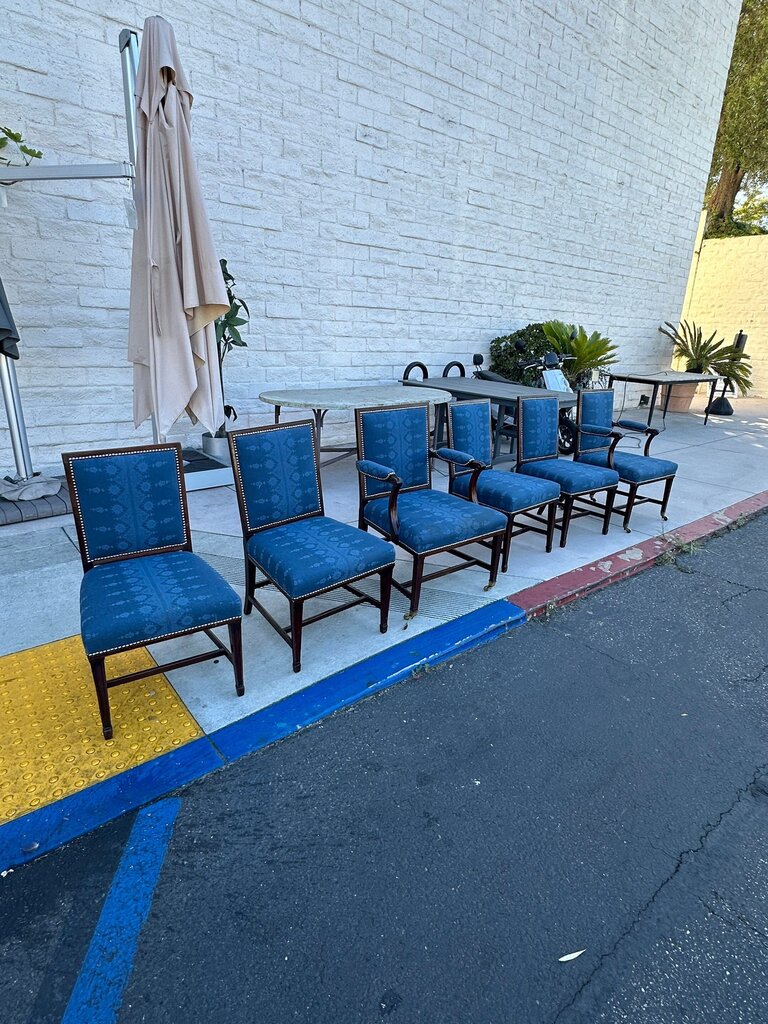 Blue Nailhead Stud Dining Chairs (4 standard + 2 captain)