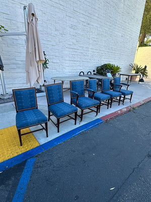 Blue Nailhead Stud Dining Chairs (4 standard + 2 captain)