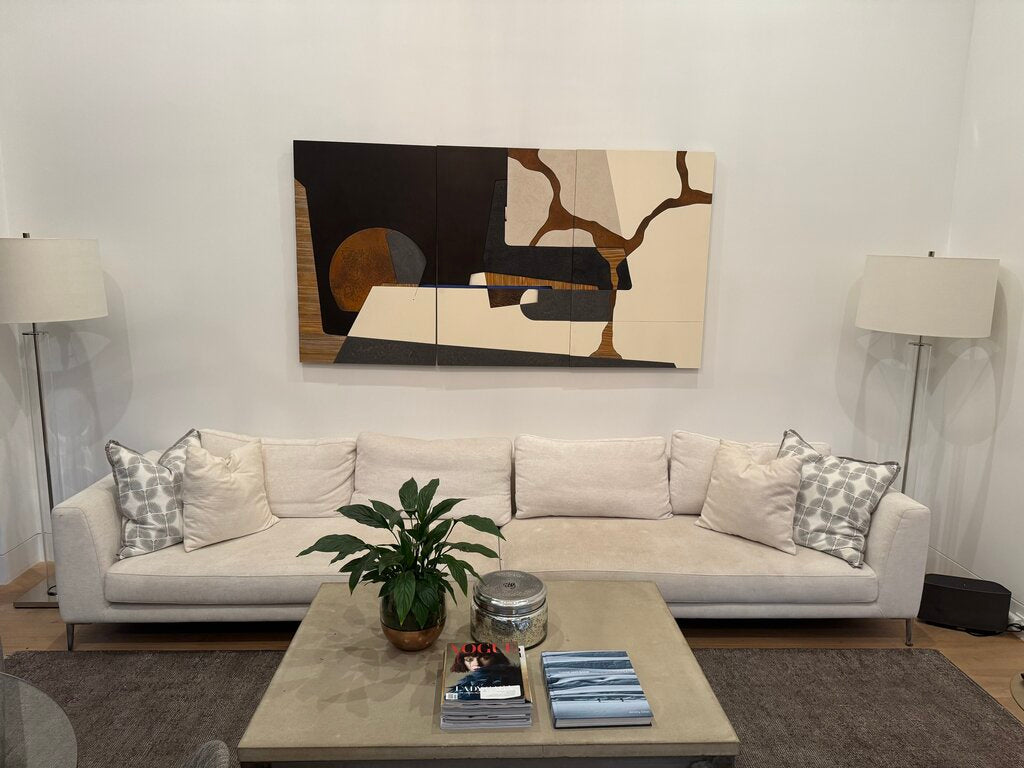 Custom 2 Piece Sofa With Dellarobbia Fabric Cost $3392 (136" W.)