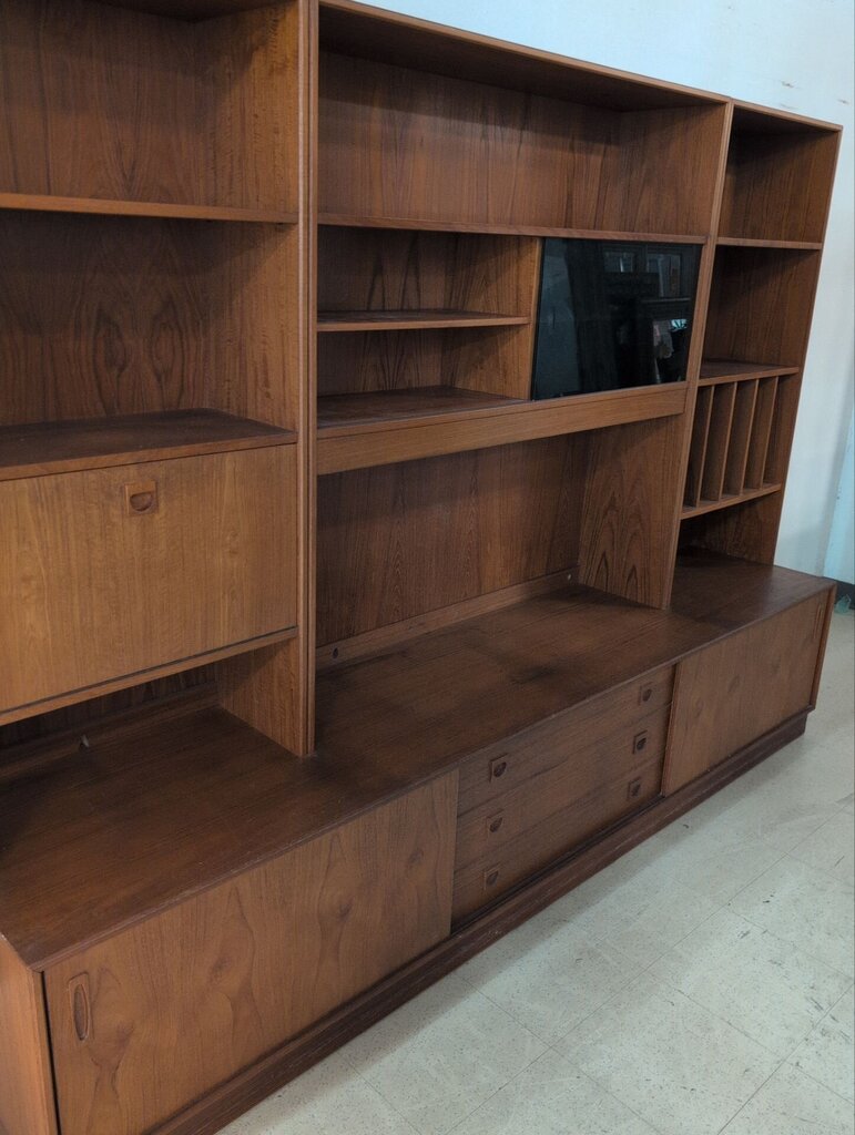 4 Piece Teak Veneer Wall Unit 94x20x69