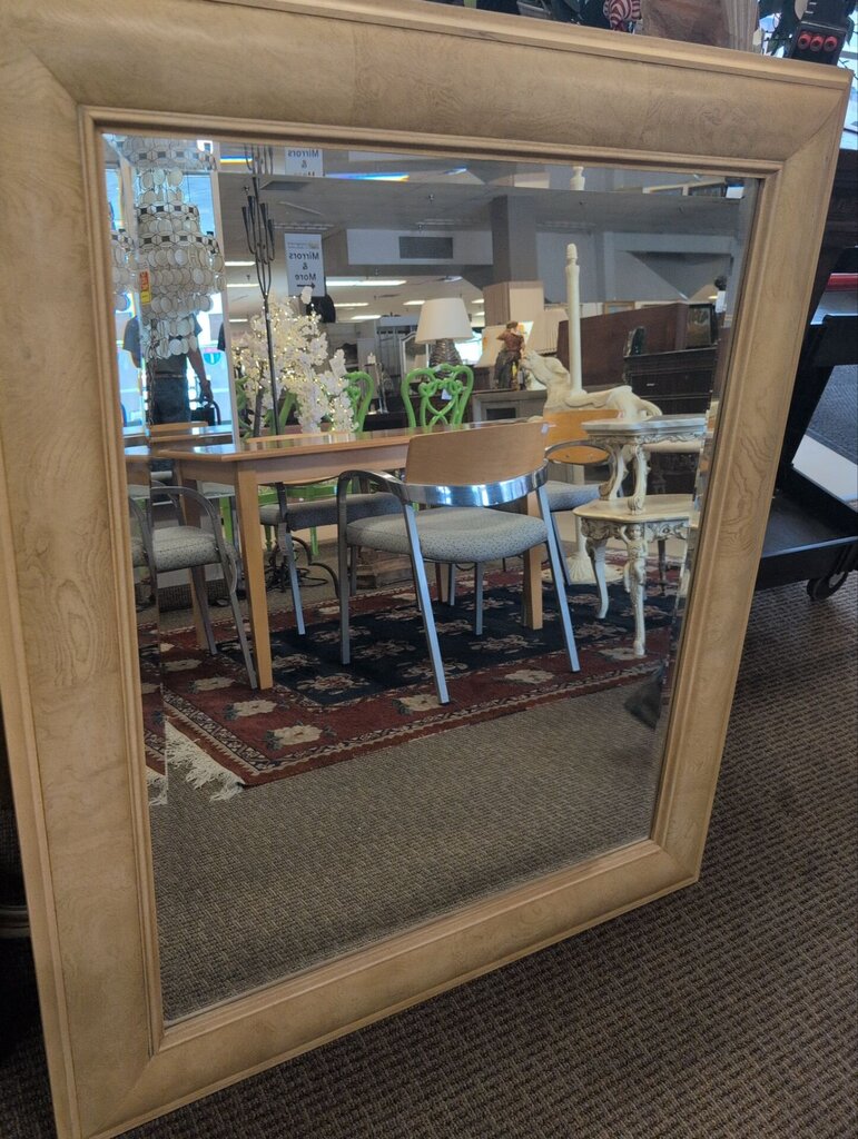 Century French Burl 9 Drawer Dresser + Mirror (dresser 74x19x33)