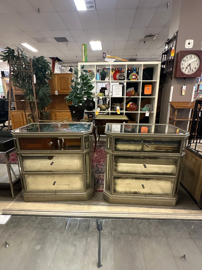 Restoration Hardware 1930s Mirrored Nightstands (pair) 31x20x30