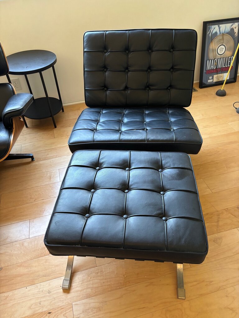 Van Der Rohe Barcelona Style Chair + Ottoman