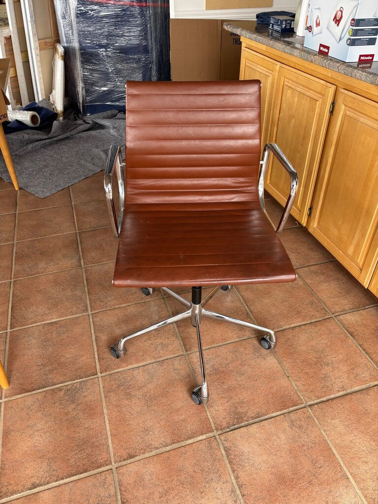 Tobacco Leather & Chrome Office Chair