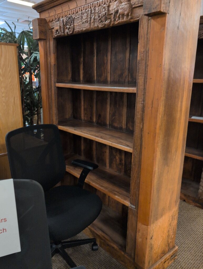 Indonesian Elephant Carved Bookcase 54x15x81