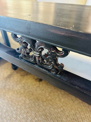 Antique Chinese Ming-Style Ebonized Hand Crafted Console 16x61x33