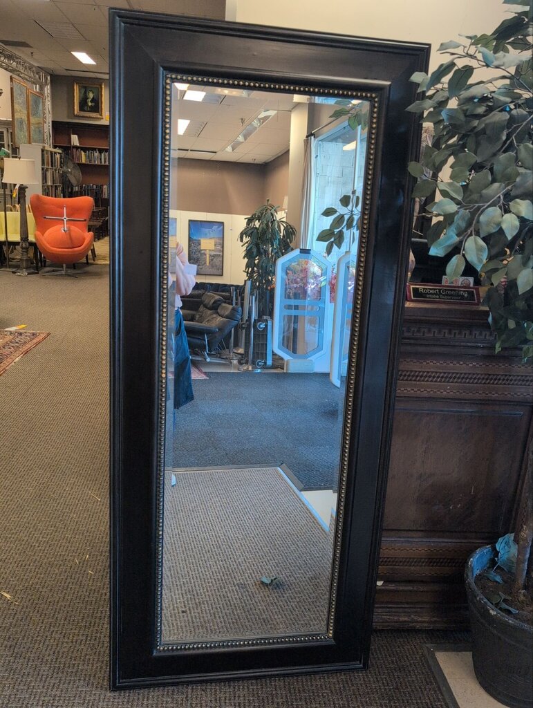 Full Length Wall Mirror Black w/ Gold Painted Studs 30x70