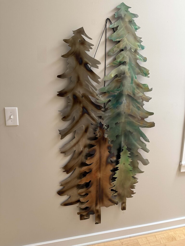 Pine Tree Metal Wall Art 68" H x 32" W x 5" D