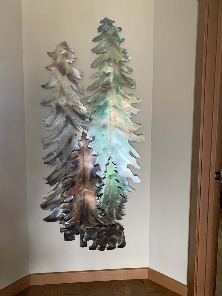 Pine Tree Metal Wall Art 68" H x 32" W x 5" D