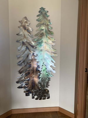 Pine Tree Metal Wall Art 68" H x 32" W x 5" D