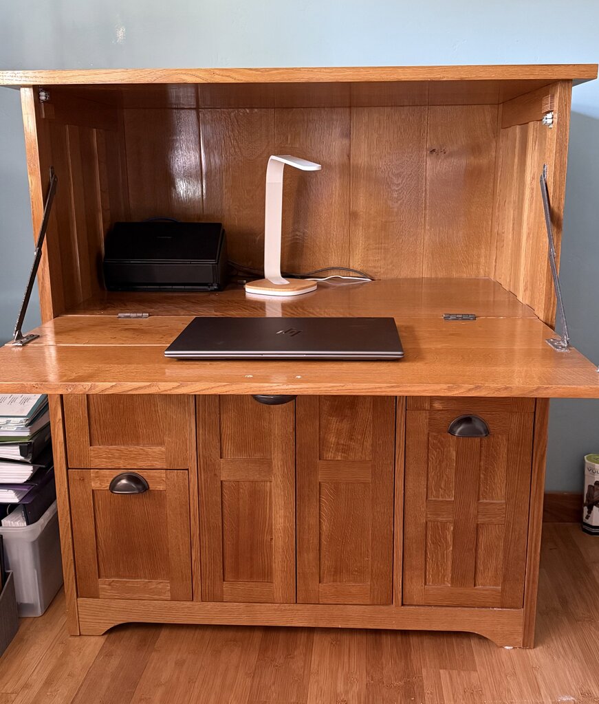 Custom Oak Secretary Hutch 24x45x49