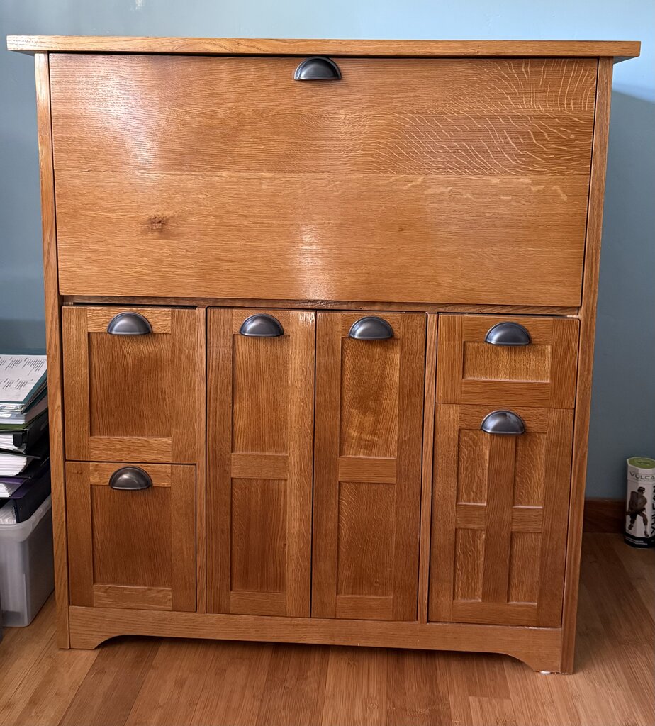 Custom Oak Secretary Hutch 24x45x49