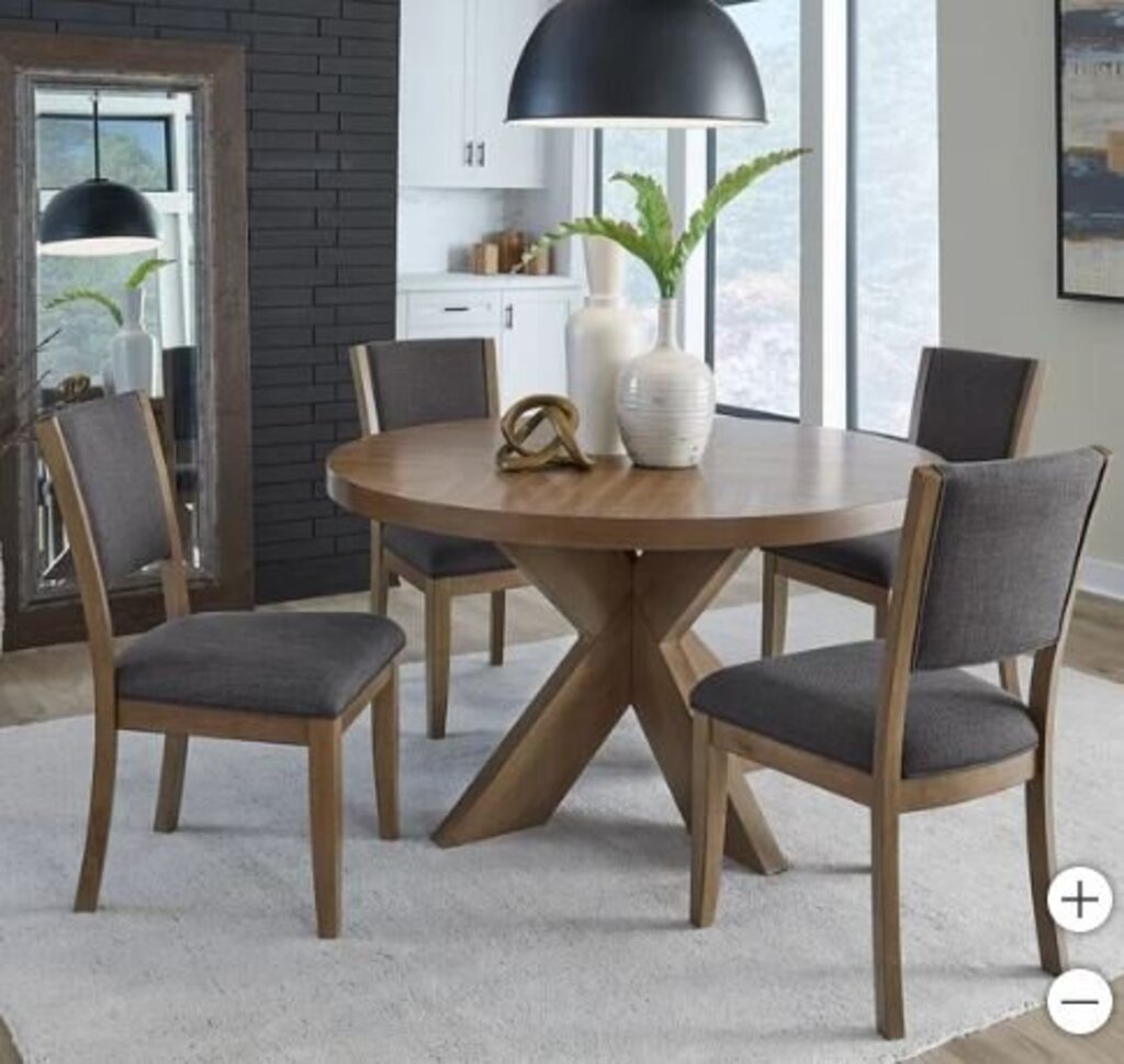 Zealand 54" Round Dining Table + 4 Chairs Orig. $1100 (54 X 54 X 30)