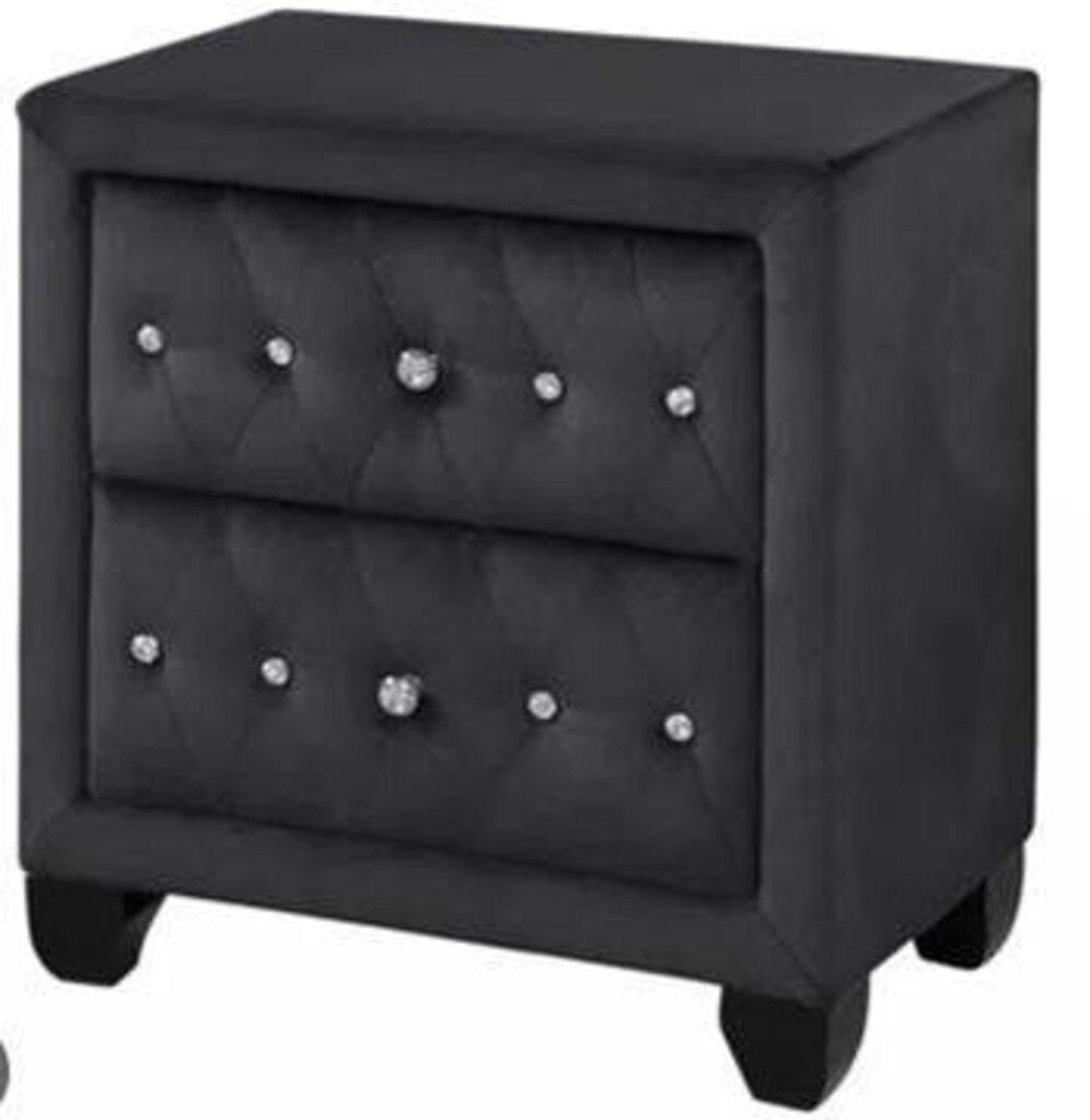 Black Tufted Microfiber Nightstand (27.5x16x26) by Miss Daisy's Consignment & Auction House
