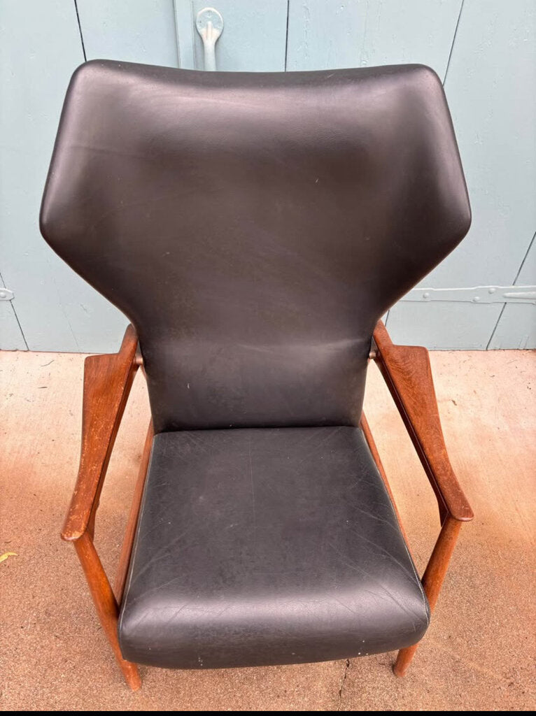 Vintage IB Kofod-Larsen Style High Back Reclining Teak Cloud Chair