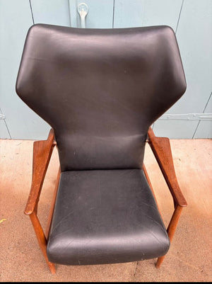 Vintage IB Kofod-Larsen Style High Back Reclining Teak Cloud Chair