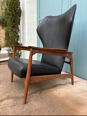 Vintage IB Kofod-Larsen Style High Back Reclining Teak Cloud Chair