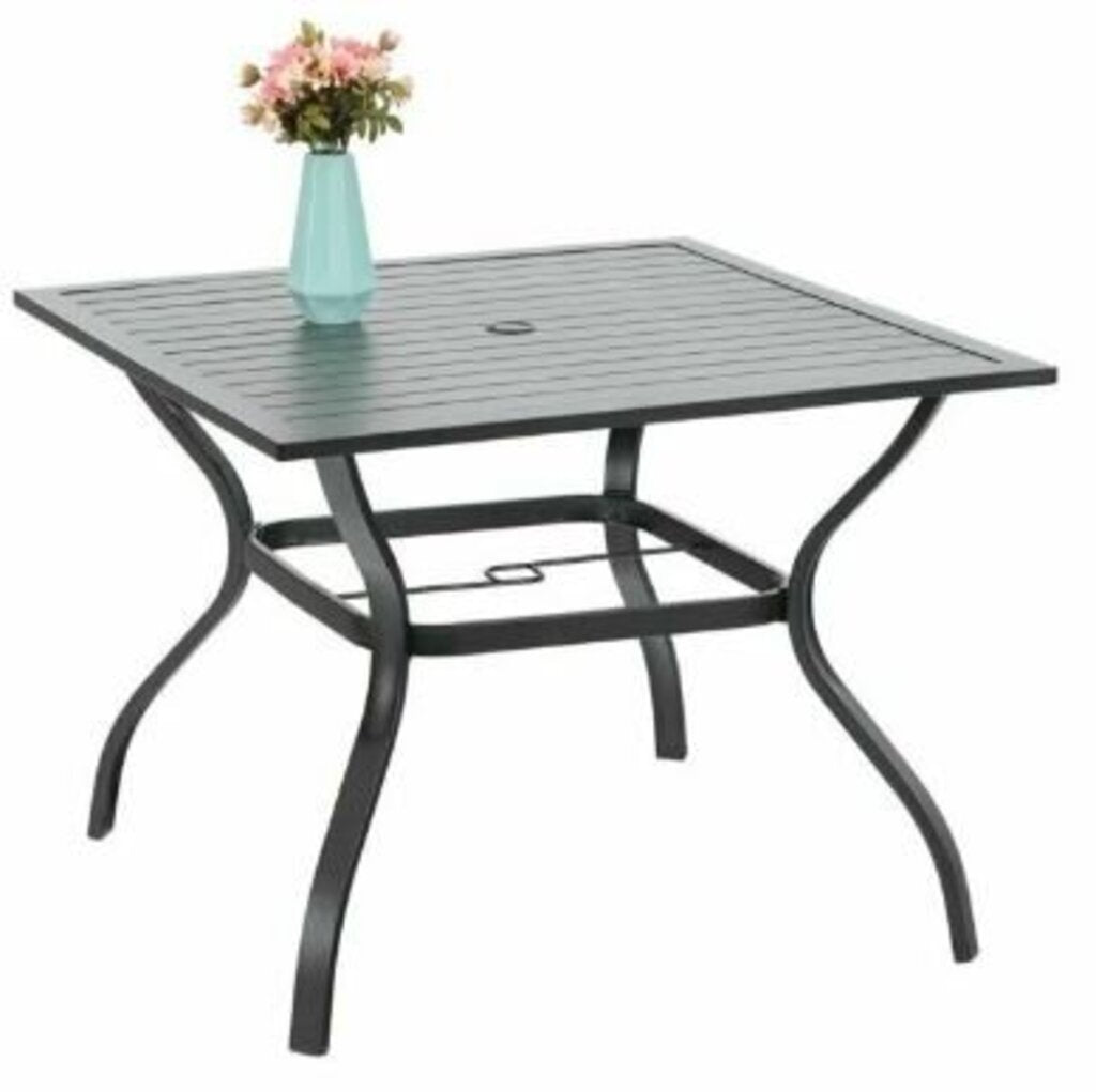 Phi Villa Square Metal Patio Dining Table 28 X 37 X 37 Inches Used