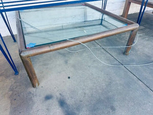 John Maschroni Style Brass & Glass Coffee Table 46x46x16