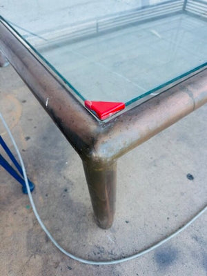 John Maschroni Style Brass & Glass Coffee Table 46x46x16