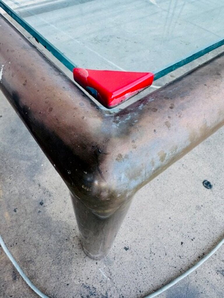 John Maschroni Style Brass & Glass Coffee Table 46x46x16