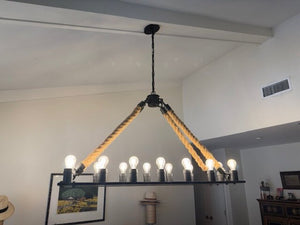 Rope Filament Rectangular Chandelier Light