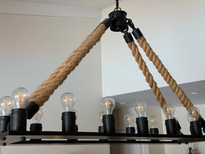 Rope Filament Rectangular Chandelier Light