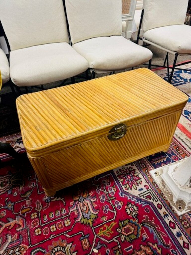 Gabriella Crespi Style Pencil Reed Rattan Chest 16x32x16