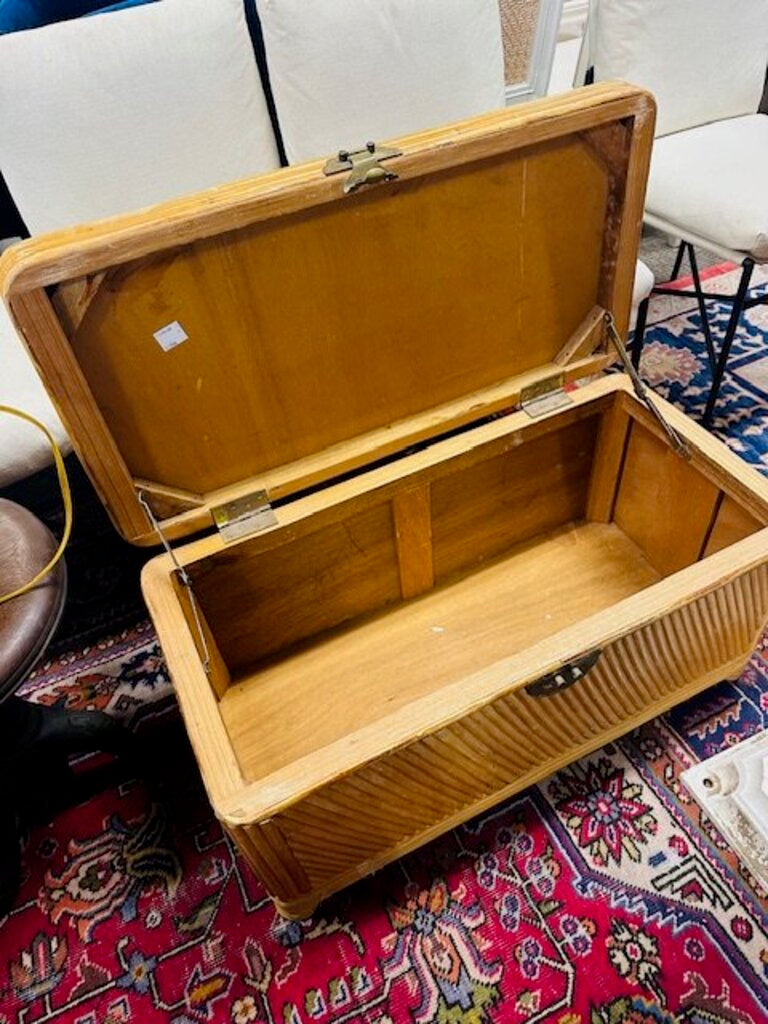 Gabriella Crespi Style Pencil Reed Rattan Chest 16x32x16