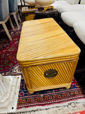 Gabriella Crespi Style Pencil Reed Rattan Chest 16x32x16