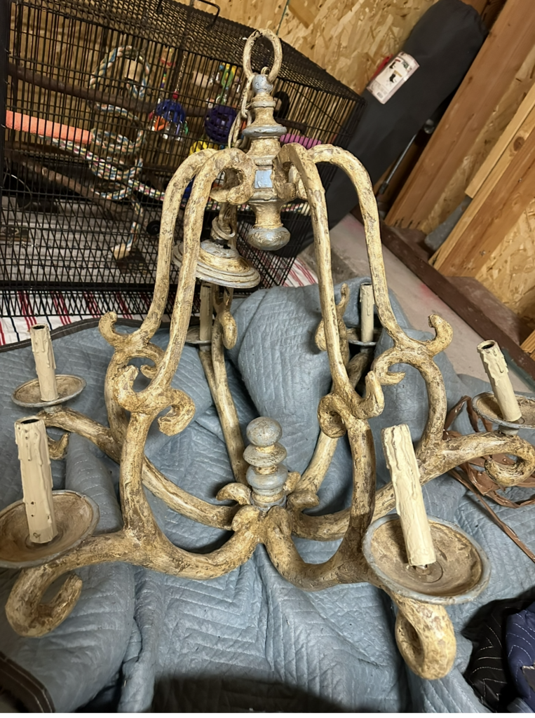 French Rustic 6 Candle Hanging Pendant Chandelier