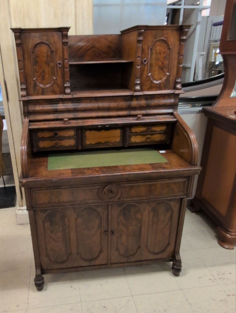 Biedermeier Rolltop Secretary Desk Antique Vintage