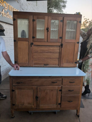 Vintage Hoosier-Style Kitchen Cabinet Enamel Worktop