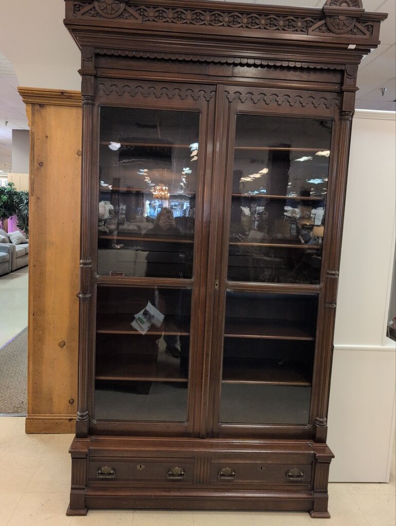 Carved Bookcase Armoire 53x18x100