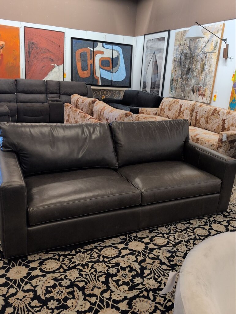 Crate & Barrel Brown Leather Axis Two Sleeper Sofa