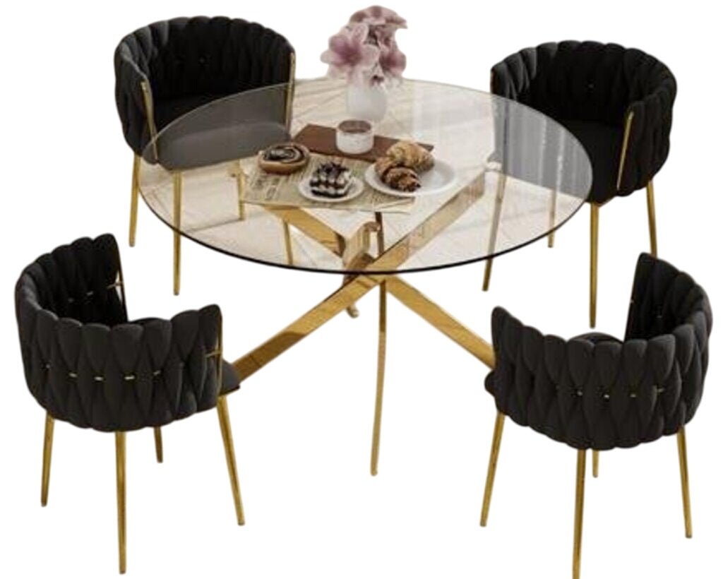 Azaryah Round Restaurant Dining Chairs Black and Gold