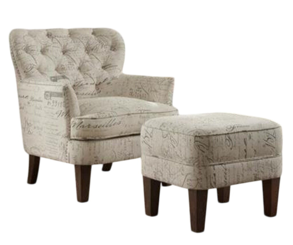 Brittany Fabric Accent Chair And Ottoman Fabric Upholstery
